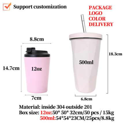 ZY 500ml Travel Coffee Mug Warmer Stainless Steel Thermal Coffee Water Mug Stainless Metal Ice Winter Coffee Mug product image 5