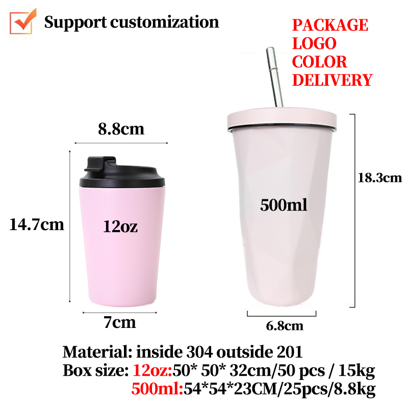 ZY 500ml Travel Coffee Mug Warmer Stainless Steel Thermal Coffee Water Mug Stainless Metal Ice Winter Coffee Mug product image 5
