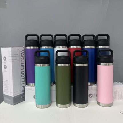 Custom Logo 18oz 36oz Double Walls Stainless Steel Tumbler Vacuum Insulated Cup Lift Ring Portable Tumbler - as the picture shows color