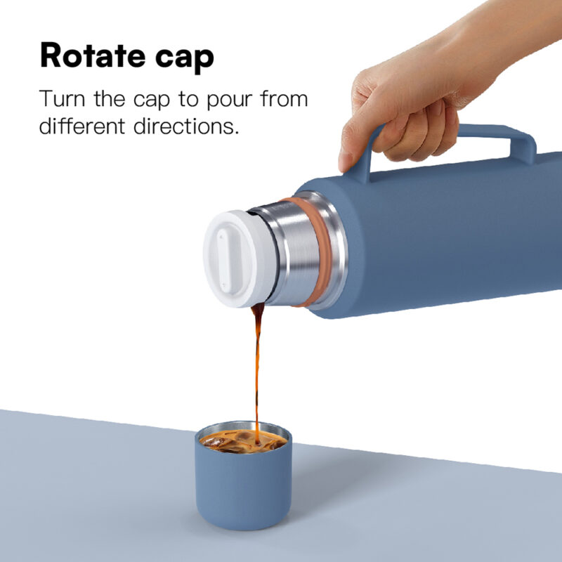 40oz Customized Large Stainless Steel Vacuum Outdoor Sports Travel Bottle Double Lid Sharing Pot Thermos Tumbler with Handle product image 2
