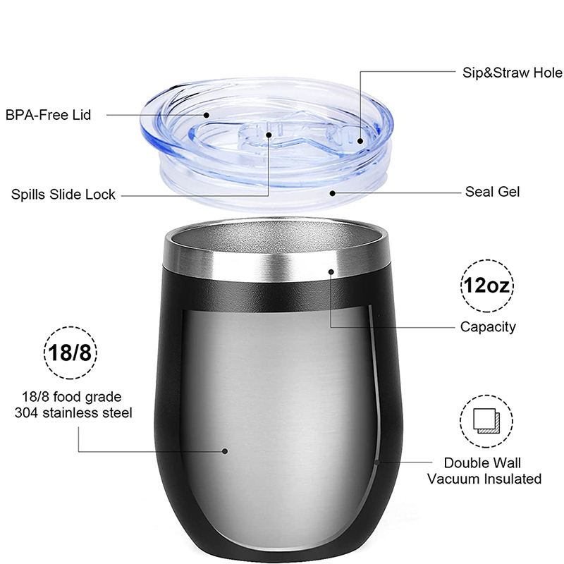 2025 12oz Double-wall Vacuum Insulated Stainless Steel Egg-shaped Tumbler Gift Cup with Lid BPA Free product image 2