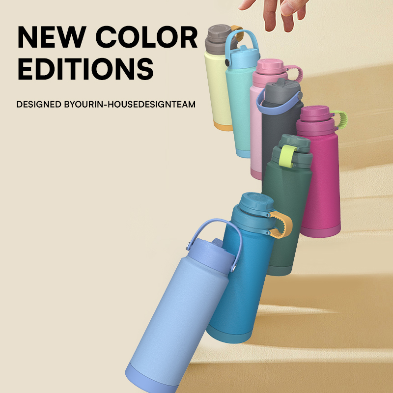 Water Bottle Flask Stainless Steel Reusable Vacuum Insulated Wide Mouth Sports Water Bottle with Straw Lid product image 2