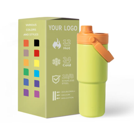 Customization Stainless Steel Coffee Mug Flip Straw Tumbler 22 oz Travel Insulated Eco-Friendly Minimalist Gift Cup - 1 color