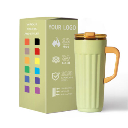 For Insulated Stainless Steel Tumbler with Handle and Straw 12/17oz Eco-Friendly 6-12 Hours Hot/Cold Office & Car Use - 1 color