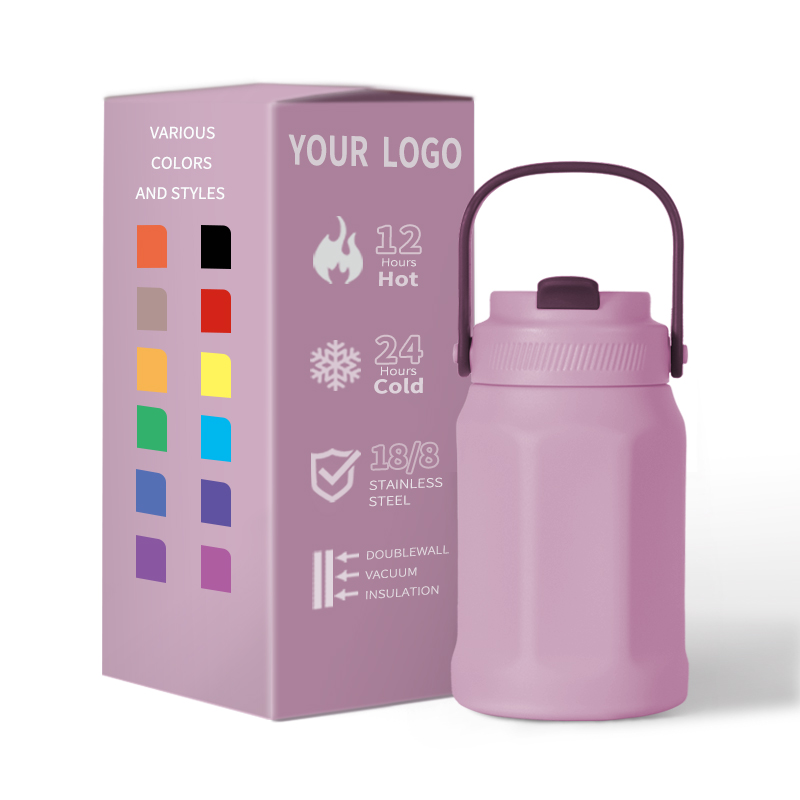Reusable Stainless Steel Eco-Friendly Large Capacity Vacuum Insulated Water Bottle Handle Lid Custom Logo 12-24 Hours Thermal product image 1