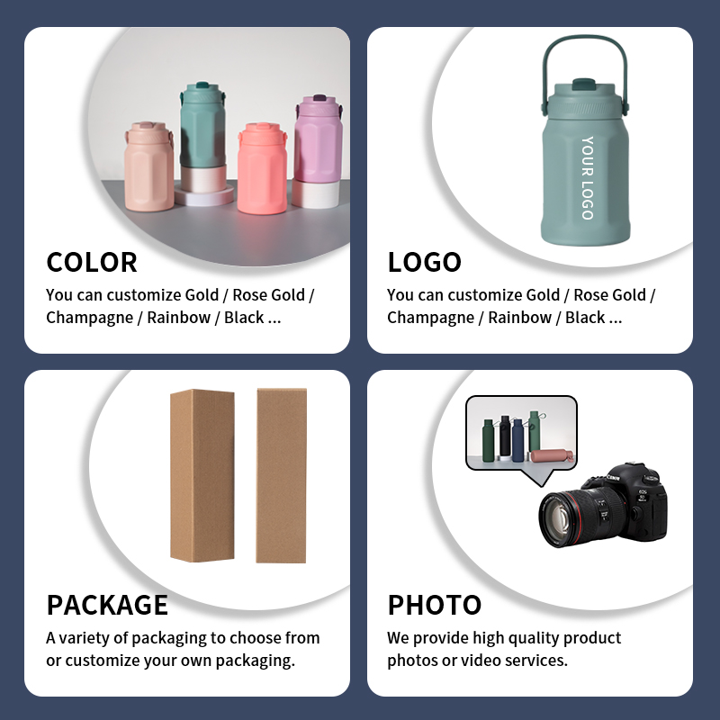 Reusable Stainless Steel Eco-Friendly Large Capacity Vacuum Insulated Water Bottle Handle Lid Custom Logo 12-24 Hours Thermal product image 2