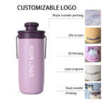 Custom Vacuum Insulated Stainless Steel Water Bottle Handle Lid 20oz Eco-Friendly Portable Drinkware 12-24hr Thermal Performance product image 3