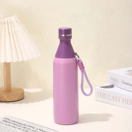 20oz American-Style Stainless Steel Insulated Bottle Portable Outdoor Sports Water Cup with Small-Mouth for Parties - Purple pink color