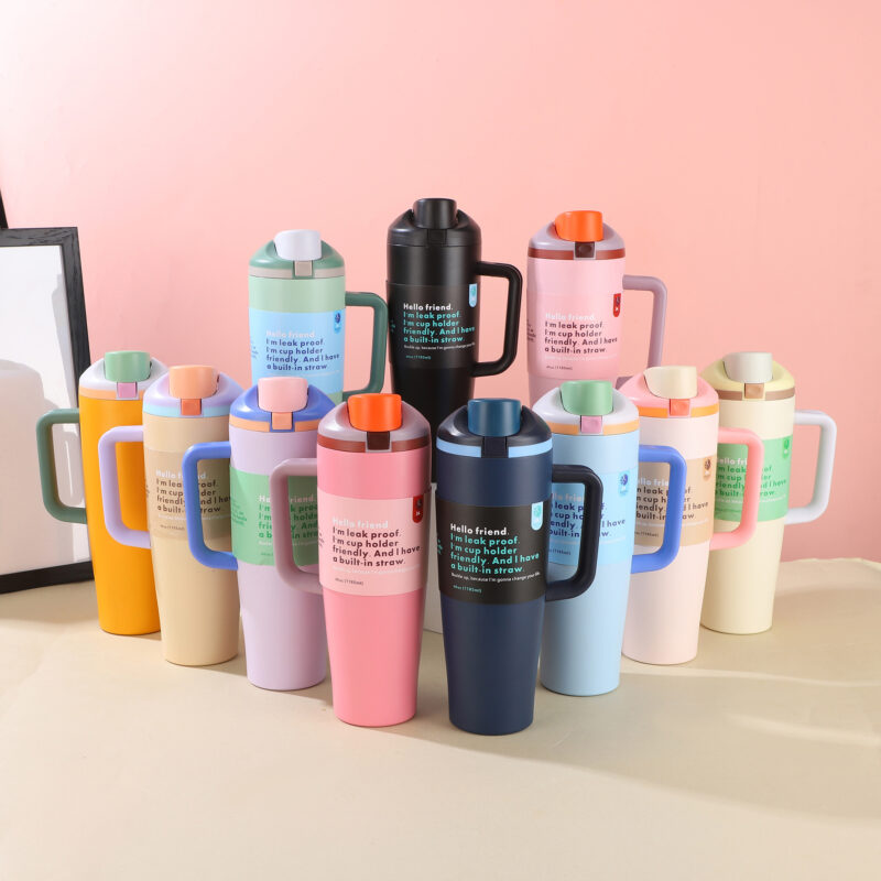 Original Equipment Large Capacity 304 Stainless Steel Insulated Cup Handheld Fruit and Car Cup Double Straw 40oz Premium Tumbler product image 1