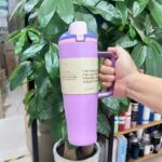 Original Equipment Large Capacity 304 Stainless Steel Insulated Cup Handheld Fruit and Car Cup Double Straw 40oz Premium Tumbler product image 3