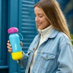 Double Wall Insulated Eco-Friendly Tumbler Custom Logo Stainless Steel Powder Coated Matte Black Gym Sports Water Bottle Lid product image 3