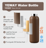 Double Wall Insulated Eco-Friendly Tumbler Custom Logo Stainless Steel Powder Coated Matte Black Gym Sports Water Bottle Lid product image 5