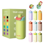 BPA-Free 13oz Stainless Steel Kids Water Bottle Handle Straw Leakproof 12-24hr Thermal Insulation Eco-Friendly Portable Cola product image 1