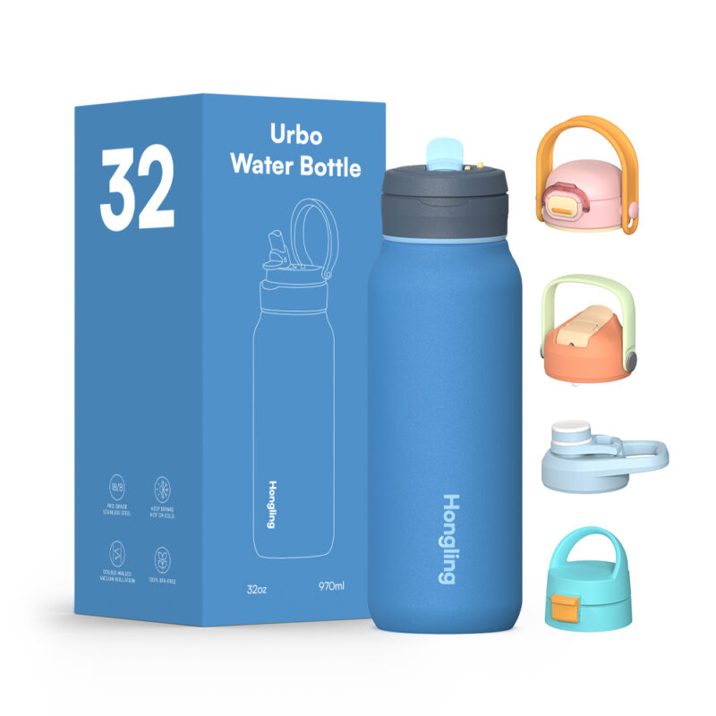 Wide Mouth BPA Free Double Wall Stainless Steel Custom Logo Vacuum Flask Insulated Sports Water Bottle with Detachable Lid product image 1