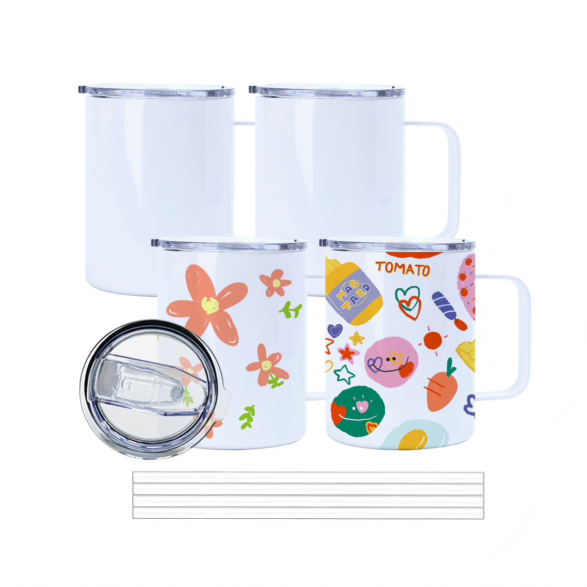 USA RTS 25 Pack White Sublimation Stainless Steel Coffee Mug Metal Travel Mug Cup With Handle and Lid product image 1