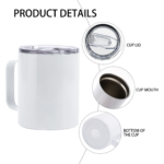 USA RTS 25 Pack White Sublimation Stainless Steel Coffee Mug Metal Travel Mug Cup With Handle and Lid product image 4