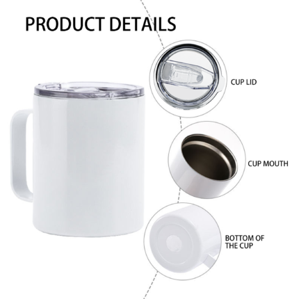 USA RTS 25 Pack White Sublimation Stainless Steel Coffee Mug Metal Travel Mug Cup With Handle and Lid product image 4