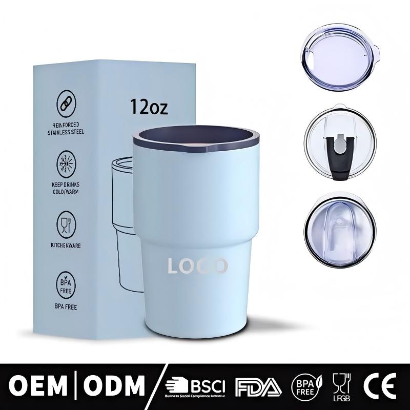 Custom logo 16oz 12oz 8oz 6oz 4oz Double Wall Stainless Steel Travel Mug Stackable Coffee Cups Vacuum Insulation product image 2