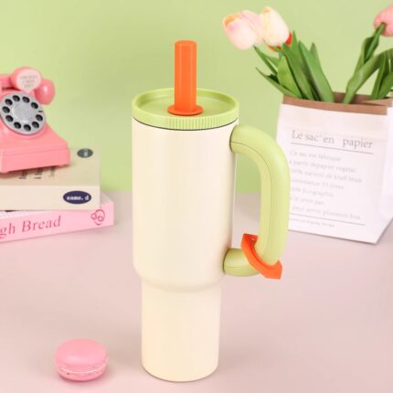 40oz Large Capacity Novelty Double Wall Vacuum Insulated Stainless Steel Tumbler with Straws Leak-Proof & Portable for Camping - 3 color