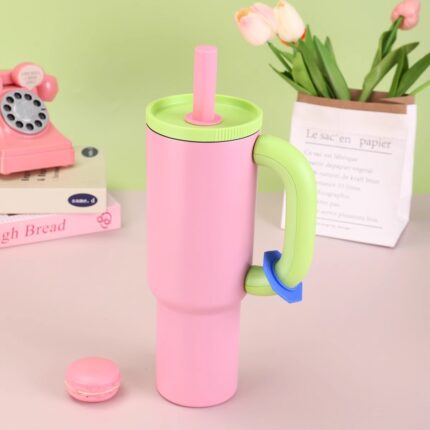 40oz Large Capacity Novelty Double Wall Vacuum Insulated Stainless Steel Tumbler with Straws Leak-Proof & Portable for Camping - 5 color