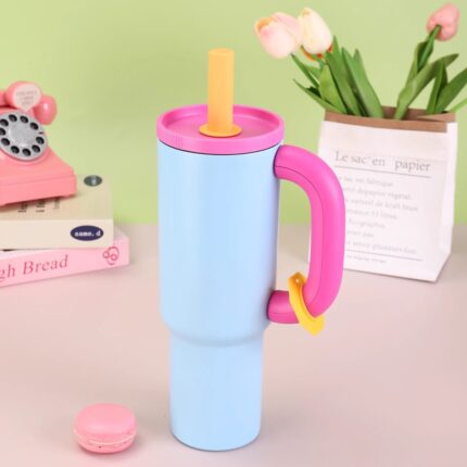 40oz Large Capacity Novelty Double Wall Vacuum Insulated Stainless Steel Tumbler with Straws Leak-Proof & Portable for Camping - 6 color