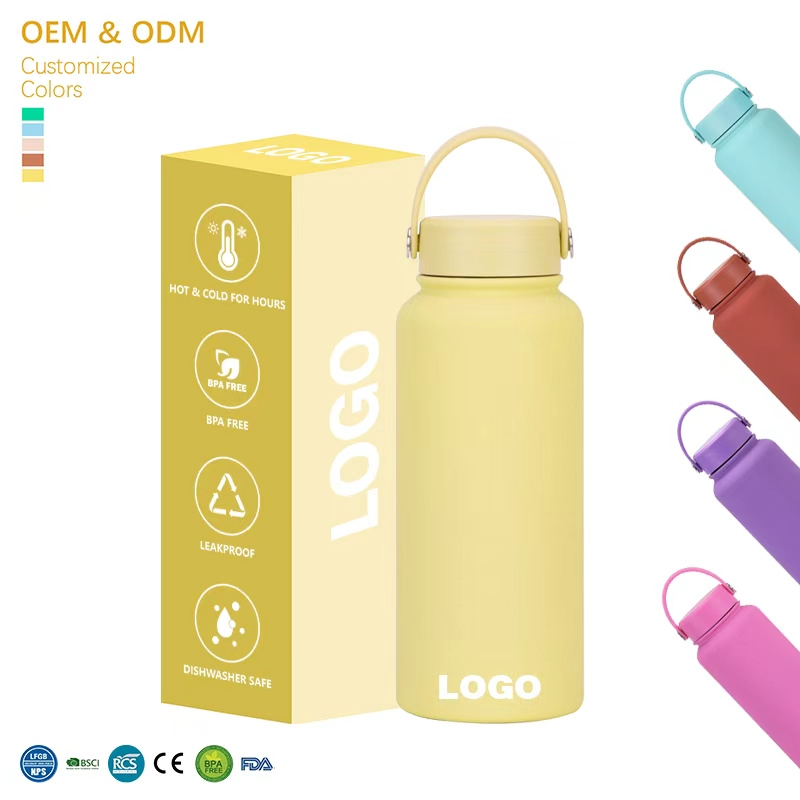 Custom Sports Vacuum Insulated Water Bottle 40/32/18oz Wide Mouth Stainless Steel Travel Reusable Bottles with logo product image 1