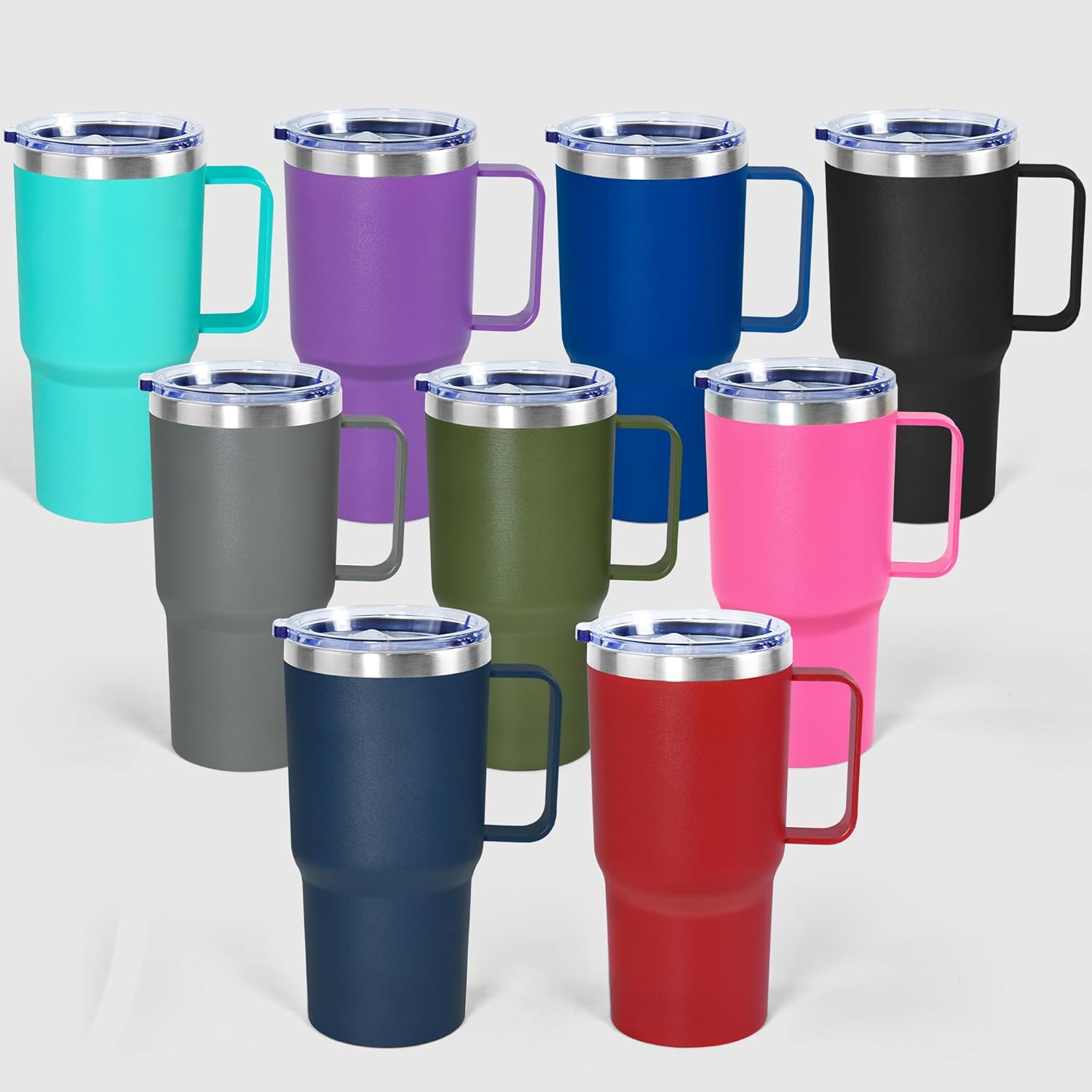 Custom logo 20oz Tumbler With Handle Powder Coated Travel Mug Stainless Steel Vacuum Insulated Coffee Mug with Lid product image 1 Custom logo 20oz Tumbler With Handle Powder Coated Travel Mug Stainless Steel Vacuum Insulated Coffee Mug with Lid product image 1