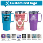 Custom logo 20oz Tumbler With Handle Powder Coated Travel Mug Stainless Steel Vacuum Insulated Coffee Mug with Lid product image 3