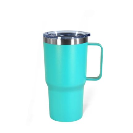 Custom logo 20oz Tumbler With Handle Powder Coated Travel Mug Stainless Steel Vacuum Insulated Coffee Mug with Lid - Mint color