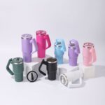 30oz 40oz Insulated Stainless Steel Car Tumbler with Rotatable Handle Portable Travel Mug Reusable Bottle product image 3