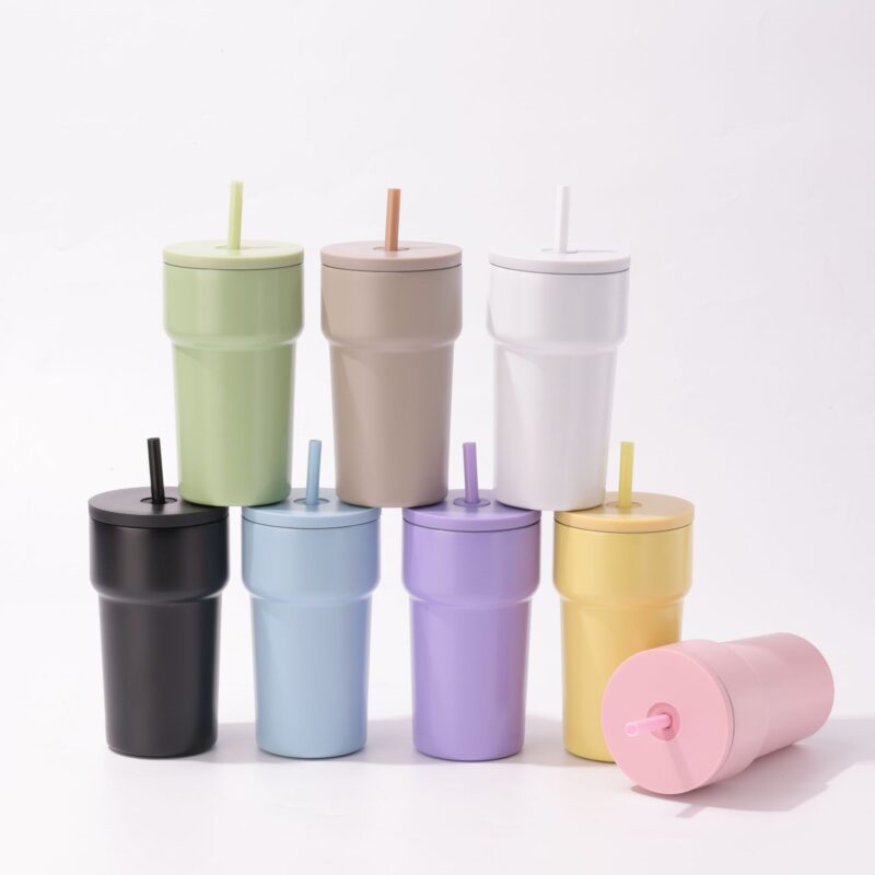 Custom Logo 420ml 304 Stainless Steel Double Wall Insulated Coffee Tumbler Travel Coffee Mug Cup With Straw product image 2