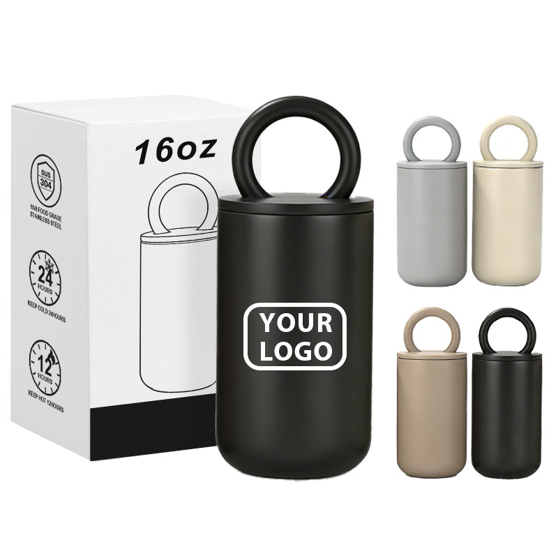 Custom Logo New Vacuum Insulated Portable Stainless Steel Household Indoor Office Ring-shaped Coffee Cup Travel Mug product image 1
