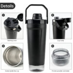 20oz Double Wall Stainless Steel Vacuum Insulated Eco-Friendly Shaker Cup Lid for Gym Fitness Workout Powder Mixer Protein product image 2