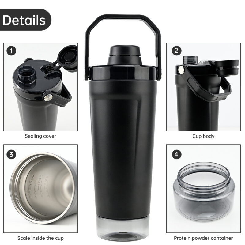 20oz Double Wall Stainless Steel Vacuum Insulated Eco-Friendly Shaker Cup Lid for Gym Fitness Workout Powder Mixer Protein product image 2