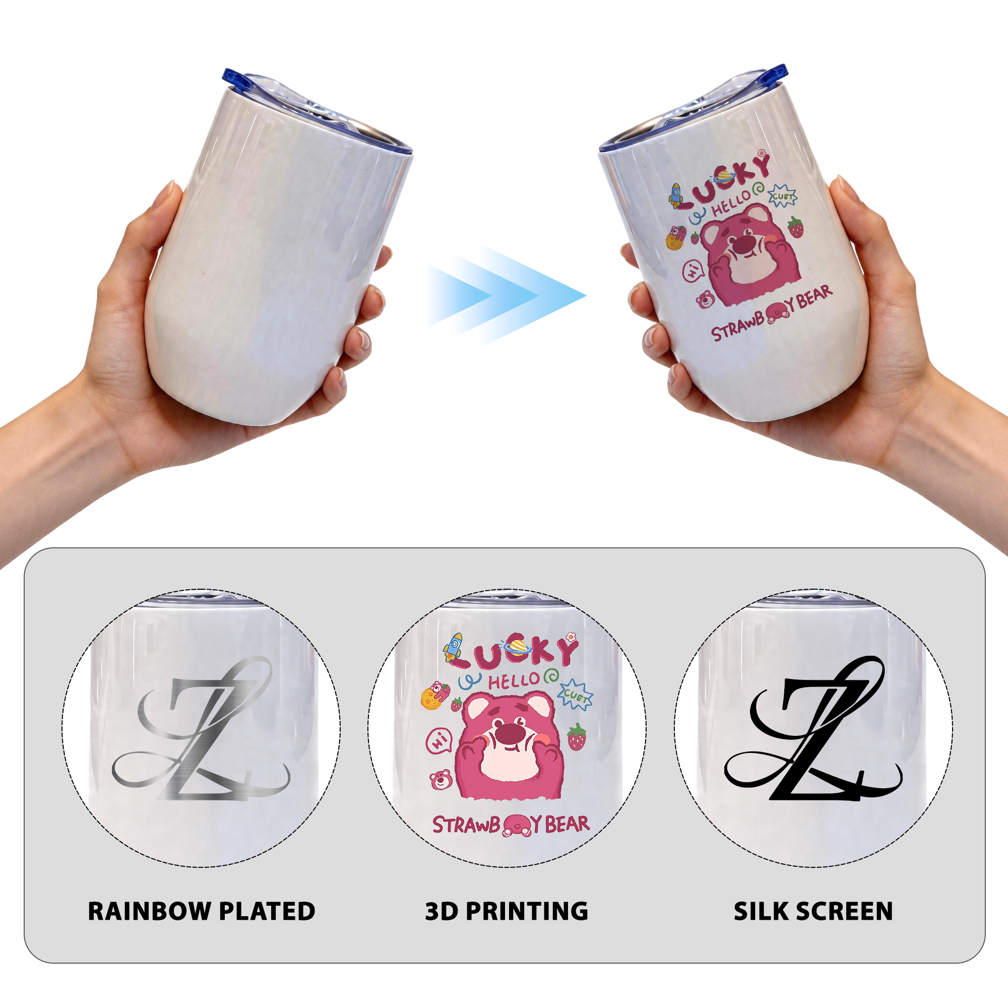 12oz 50 Pack Sublimation Blank Stemless Wine Tumbler Insulated Stainless Steel Wine Cup with Lid for DIY Custom Gift product image 5
