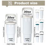20oz 30oz 光面翻盖吸管杯，带二合一饮用盖和手柄，不锈钢热升华空白杯，适合DIY product image 4