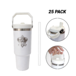 Reusable 30oz White Sublimation Stainless Steel Vacuum Insulated Tumbler with Handle Lid and Straw product image 1