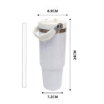 Reusable 30oz White Sublimation Stainless Steel Vacuum Insulated Tumbler with Handle Lid and Straw product image 2