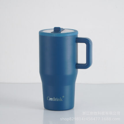 Mini Cute Kids Travel Tumbler 20oz Milk Tumbler Mug Double Wall Stainless Steel Insulated Tumbler with 100% Leak Proof Lid - Denim blue color