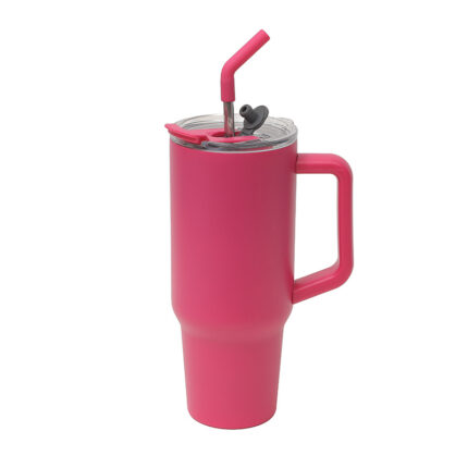 2026 Hot Sale 40oz Double-layer Vacuum Insulated Stainless Steel Thermos Cup Leak-proof Portable Straw Modern Minimalist Car - Purple red color