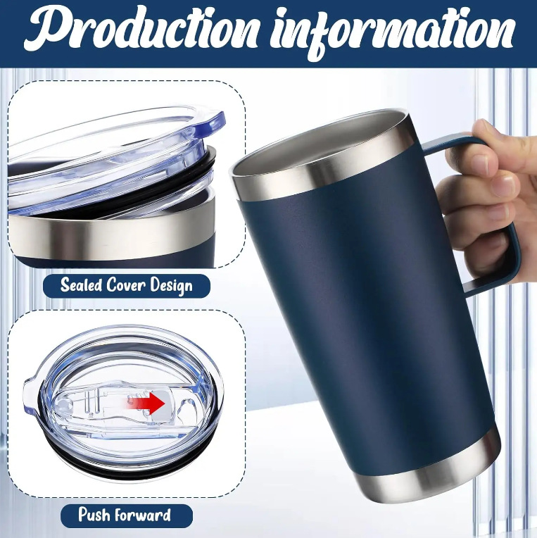 20oz Stainless Steel Vacuum Insulated Thermos with Customizable Design Modern Style Coffee & Ice Bucket Portable Car Gift Cup product image 2