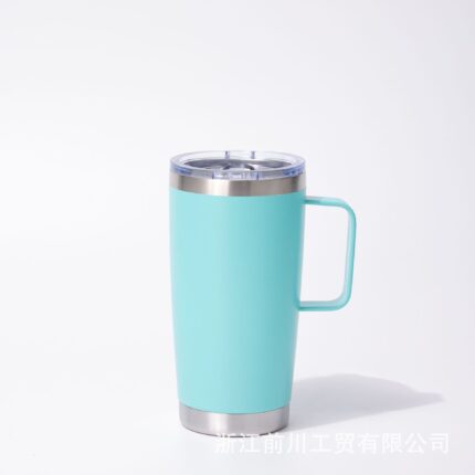 20oz Stainless Steel Vacuum Insulated Thermos with Customizable Design Modern Style Coffee & Ice Bucket Portable Car Gift Cup - Lake blue color