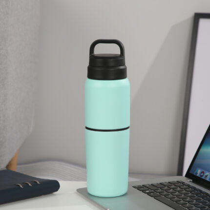 Cross-border Portable 304 Stainless Steel Modern Minimalist Anti-fall Thermos Cup Double-layer Vacuum Double-section Outdoor - Emerald green color