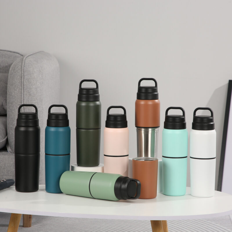 Cross-border Portable 304 Stainless Steel Modern Minimalist Anti-fall Thermos Cup Double-layer Vacuum Double-section Outdoor product image 1