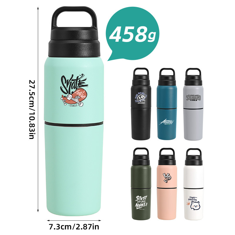 Cross-border Portable 304 Stainless Steel Modern Minimalist Anti-fall Thermos Cup Double-layer Vacuum Double-section Outdoor product image 2