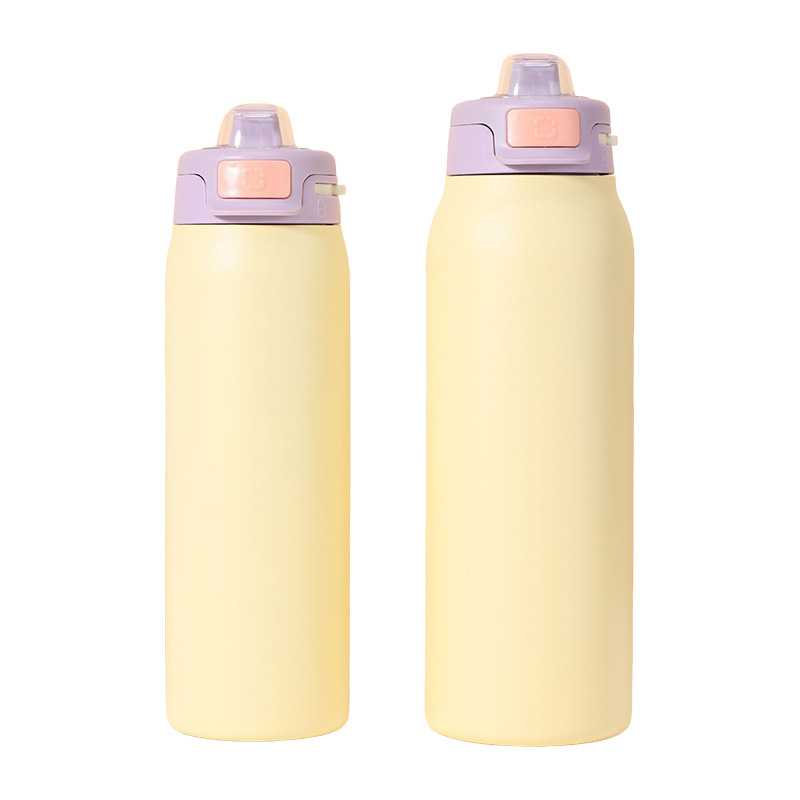 Macaron Color Stainless Steel Vacuum Thermos Bounce Straw Cup Back to School BPA Free Portable Handheld Water Mug product image 1