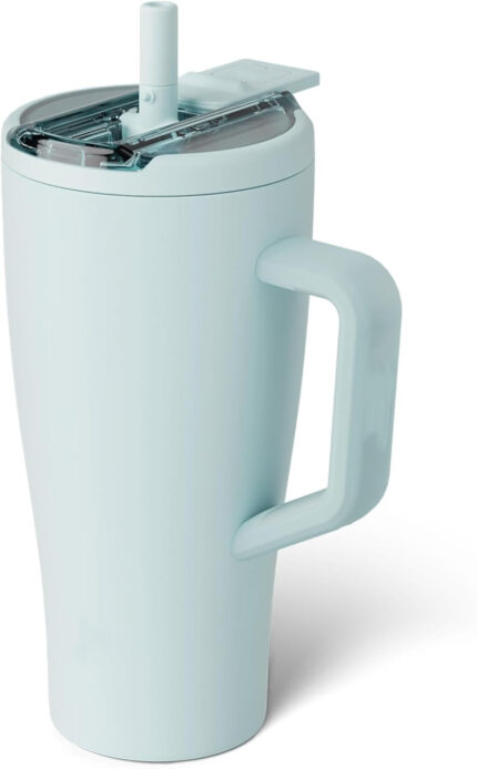 40oz Tumbler with 100% Leakproof Covered Straw Lid Hygienic Covered Straw Insulated Stainless Steel Water Bottle with Handle - Sky Blue color