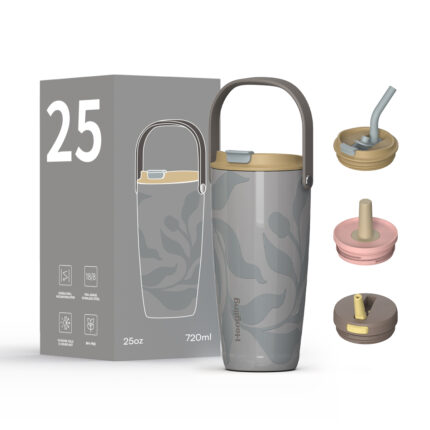 Hong Ling 25oz Unique Design Tumbler with Customized Design Portable 304 Stainless Steel Water Bottle with Silicone Straw - C3 color
