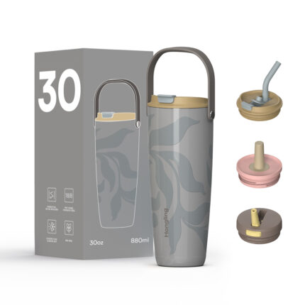 Hong Ling Stainless Steel Tumbler 30oz Handle Travel Mug with Dust-proof Lid Patent Protected Insulated Tumbler - C6 color