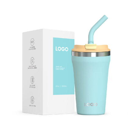 Modern Eco-Friendly Vacuum Insulated Tumbler with Stainless Steel and 2-in-1 Lid & Straw for Travel Camping Office School - Sky Blue color
